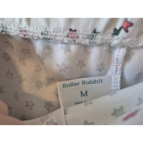 Roller Rabbit Womens White Green Pink Starry Night Polo Pajamas Medium - Picture 8 of 11